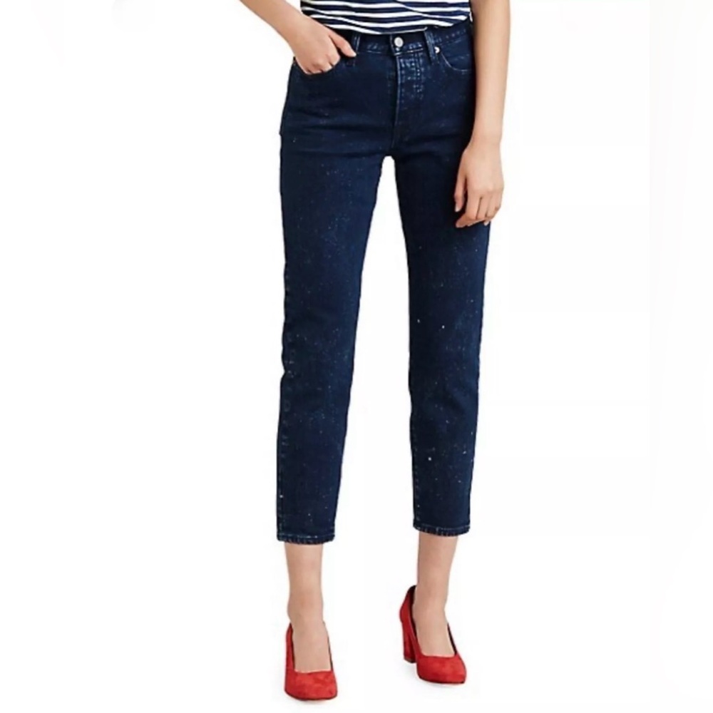 Levi’s Wedgie Icon Fit Jeans in Intergalactic Dark With White Size 30 - Picture 2 of 5